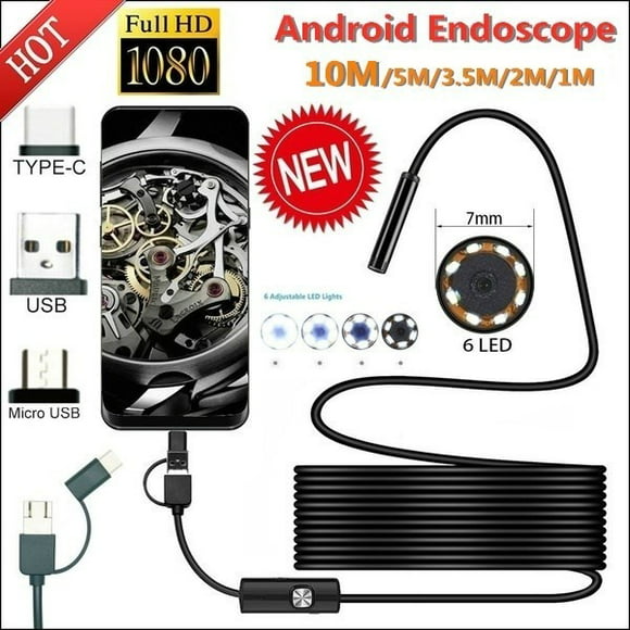 10M Hard Wire lifcasual Handheld Portable Industrial Endoscope 1920P HD Pixels Borescope Inspection Camera Built-in 6 LEDs IP67 Waterproof for iOS/Android Smartphones 5.5mm Len 
